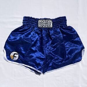 Fluory Blue Satin Boxing Shorts Mens Medium Internal Drawstring